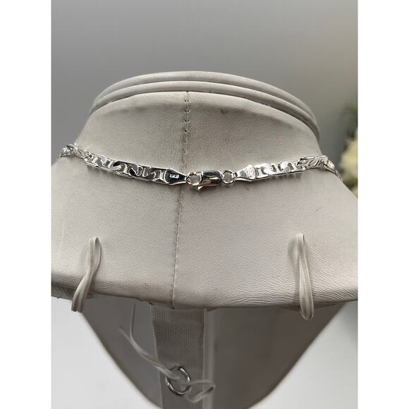 Sterling Silver 925 Italy Designer *1117 W Stamp Mariner Link Chain Necklace 24” - Picture 6 of 10